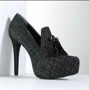 Simply Vera Wang Svsarah Tweed Beaded Heels 8.5